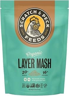 Scratch and Peck Whole Grain Layer Mash Chicken and Duck Feed - 10 lbs Bag - Corn-Free and Soy-Free - 16% Protein, Certified Organic and Non-GMO Project Verified Chicken Food