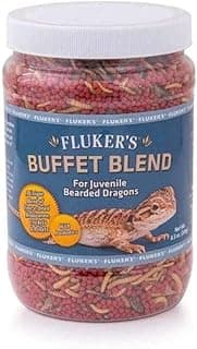 Fluker's Buffet Blend Juvenile Bearded Dragon Diet, Mealworms, Crickets and Pellets, 9 oz