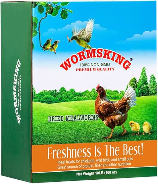 WORMSKING 10LB Dried Mealworms, High Protein Meal Worms for Poultry, Wild Birds, Hedgehogs, Hamsters, Reptiles, Great Chicken Food, Bird Food