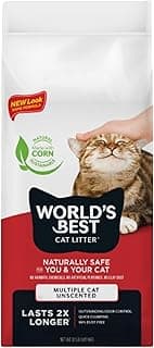WORLD'S BEST CAT LITTER Multiple Cat Unscented, 32-Pounds - Natural Ingredients, Quick Clumping, Flushable, 99% Dust Free & Made in USA - Long-Lasting Odor Control & Easy Scooping