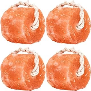 Himalayan Mineral Salt Block on Rope Pack of 4 (3lbs each) – 100% Organic Pink Salt Lick for Horses and Livestock. Deer Attractant with No Harmful Elements.