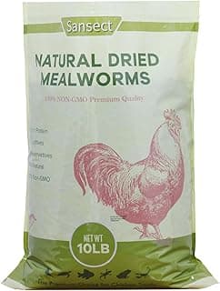 SANSECT 10 LB Dried Mealworms, 100% Natural, Non-GMO Mealworms for Chickens-High Protein Treats for Chickens, Ducks, Wild Birds