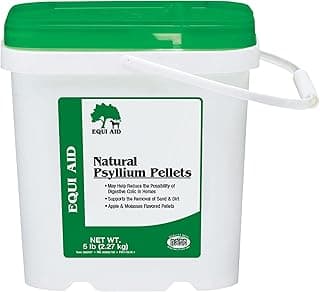 Farnam Equi Aid Natural Horse Psyllium Pellets, Supports Removal of Sand & Dirt From Ventral Colon, Horse Digestion Support, Fiber Supplement, Apple/Molasses Flavor, 5 lb, 16 Scoops
