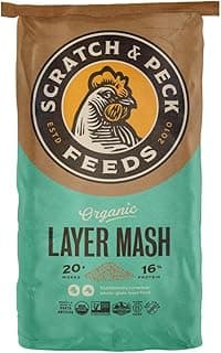 Scratch and Peck Feeds Whole Grain Layer Mash Chicken and Duck Feed - 40 lbs Bag - Corn-Free and Soy-Free - 16% Protein, Certified Organic and Non-GMO Project Verified Chicken Food
