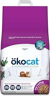ökocat Less Mess Low Tracking Wood Clumping Cat Litter Mini- Pellets, Unscented, 21.5 pounds - Natural Ingredients, Stops Odor, Clumps Solid, 99% Dust Free, Great for Long-Hair Breeds
