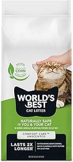 WORLD'S BEST CAT LITTER Comfort Care Unscented, 32-Pounds - Natural Ingredients, Quick Clumping, Flushable, 99% Dust Free & Made in USA - Long-Lasting Odor Control & Easy Scooping