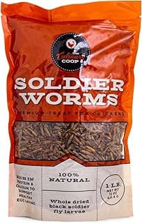 Fluker's Culinary Coop Premium Chicken Treats, Dried Soldier Worms, Packed with Protein and Calcium, 100% Natural Rich Grubs for Chicken, Backyard Birds, and Reptiles, 16 oz