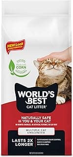 WORLD'S BEST CAT LITTER Multiple Cat Unscented, 8-Pounds - Natural Ingredients, Quick Clumping, Flushable, 99% Dust Free & Made in USA - Long-Lasting Odor Control & Easy Scooping