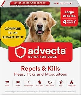Advecta Ultra Flea and Tick Prevention for Dogs - Large Dog Flea and Tick Treatment & Control - Mosquito Repellent - Fast Acting Waterproof Topical Drops, 4 Month Supply