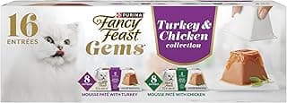 Purina Fancy Feast Gems Pate Mousse with Turkey and with Chicken Wet Cat Food Variety Pack - 4 oz. (Pack of 16)