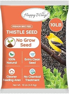 Happy Wings Nyjer/Thistle Seeds Wild Bird Food - 10 Pounds I No Grow Seed I Bird Seed for Wild Birds