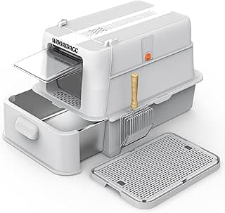 Wooaidagg Enclosed Stainless Steel Cat Litter Box with Odor Control, Modular Design with Drawer and Flip Door, Easy to Clean and Wash,Non-Stick Interior,Extra Large Size Fits All Cats(Light Grey)