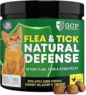 Guardian's Choice Flea and Tick Chewable Treats for Cats – No Harsh Chemicals – 100 Chicken-Flavored Chews Pets