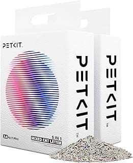 PETKIT Mixed Cat Litter Fast Clumping, Flushable, Ultra Absorbent, 100% Natural Ingredients Litter, Water Dissolvable, Really Dust-Free, Low Tracking Bentonite Tofu Litter (7.9lb×2 Bags)