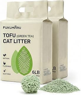 FUKUMARU Tofu Cat Litter 12LB – Clumping Cat Litter, Odor Control with Green Tea Scent, Dust Free and Easy to Agglomerate, Disposable in The Toilet