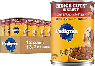 Pedigree Wet Dog Food, Choice Cuts Adult Canned Dog Food, Steak & Vegetable Flavor, 13.2 oz. Cans, 12 Count
