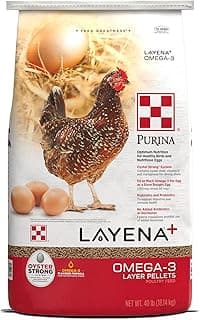 Purina Layena+ | Nutritionally Complete Layer Hen Feed | Omega 3 Formula - 40 Pound (40 lb) Bag