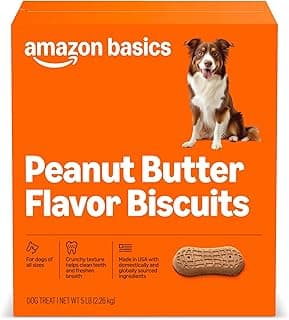 Amazon Basics Crunchy Dog Biscuits Peanut Butter Flavor Dog Treats 5 lb. Box
