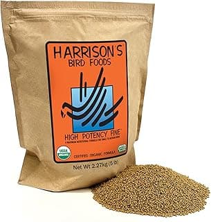 Harrison's Bird Foods High Potency Maximum Nutritional Formula for Small to Medium Birds, Certified Organic Non-GMO Pet Bird Food, Vet-Developed, Suitable for All Life Stages, 2.27 kg/ 5 lb