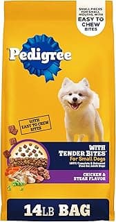 Pedigree Dry Dog Food Tender Bites for Small Breed Dogs, Adult Chicken and Steak Flavor, 14 lb. Bag