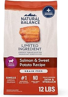 Natural Balance Limited Ingredient Grain Free Salmon & Sweet Potato Dry Dog Food for Small Breed Adults, Sensitive Stomach, 12 lb