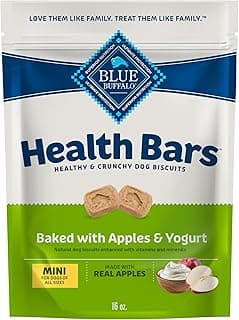 Blue Buffalo Health Bars Mini Crunchy Dog Biscuits, Oven-Baked with Natural Ingredients, Apples & Yogurt, 16-oz Bag