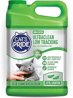 Cat's Pride Max Power: UltraClean Low Tracking Multi-Cat Clumping Litter - Keeps Paws & Home Clean - Up to 10 Days of Powerful Odor Control - 99% Dust Free - Unscented, 15 Pounds