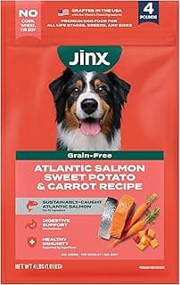 Jinx Premium Grain-Free Dry Dog Food, for All Lifestages - Real Salmon, Sweet Potato & Carrot Puppy Kibble with Superfoods for Immune Support & Probiotics for Digestive Support - No Fillers - 4lb