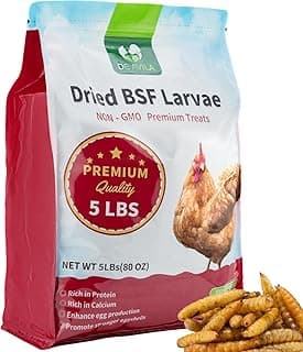 5LB Dried Black Soldier Fly Larvae for Chickens Bulk, Non GMO 86X High Calcium Grubs Than Meal Worms for Laying Hens,100% Natural BSF Larvae for Chicken Worms Wild Bird Treats, Protein Chickens Feed