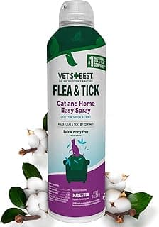Vet's Best Natural Flea & Tick Easy Spray for Cats – Natural Flea & Tick Prevention with Cotton Spice Scent – Plant-Based Cat Spray with Essential Oils – Gentle Pest Control Formula – 14 oz Bottle