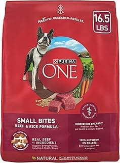 Purina ONE Small Bites Beef and Rice Formula Small High Protein Dry Dog Food Natural With Added Vitamins, Minerals and Nutrients - 16.5 lb. Bag