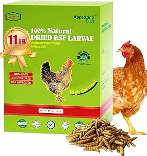 Amzey 11 LBS Dried Black Soldier Fly Larva - All Natural BSF Larvae - 85X More Calcium Than Mealworms - High Calcium Treats for Chickens, Birds, Reptiles, Hedgehog, Geckos, Turtles