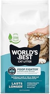 WORLD'S BEST CAT LITTER Poop Fighter Maximum Odor Defense, 15-Pounds - Natural Ingredients, Quick Clumping, Flushable, 99% Dust Free & Made in USA - Long-Lasting Odor Control & Easy Scooping