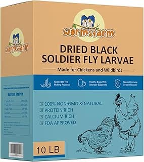 WormsFarm 10lb Dried Black Soldier Fly Larvae Treat for Chickens More Calcium Than Mealworms,for Laying Hen,Wild Birds(10 Pound)