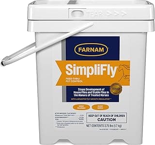 Farnam SimpliFly Feed Through Fly Control Daily Supplement for Horses, 3.75 lb, EPA Approved Palatable Pellets, Prevents Stable Flies in Manure and Break and Prevents the Fly Life Cycle, 60 Day Supply