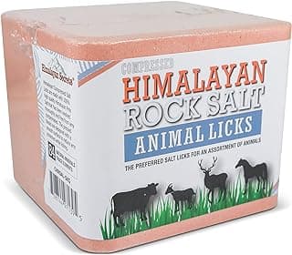 Salt Block for Deer & Horses – Compressed Mineral Salt Lick for Livestock, Cattle & Goats – Himalayan Secrets Pink Rock Salt Block (11LB/5KG, Block w/ Mounting Hole)