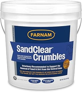 Farnam SandClear Crumbles, Psyllium Digestive Health Supplement for Horses supports the removal of sand and dirt from the ventral colon, 10 lb., 32 day supply