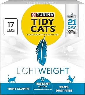 Purina Tidy Cats LightWeight Instant Action, Odor control, Multi-Cat, Clumping, 99.9 Percent Dust Free Cat Litter - 17 lb. Box