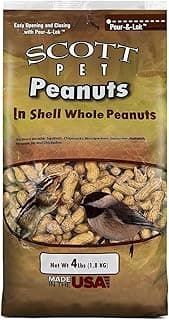 Scott Pet Wild Bird Seed, Whole Peanuts, 4 lbs Bag, Feed, Great Source of Protein and Fiber, Peanuts for Outside Wild Birds