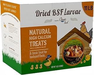 Classic Flock 11 lb Black Soldier Fly Larva - BSFL is a high Calc-Rich Chicken Feed with More Calcium Than mealworms.It is a Pure Natural Food that Provides high Protein for Chickens and Birds