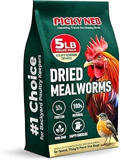 Dried Mealworms 100% Non-GMO 5 Lb - Mealworms for Birds, Chickens, Ducks - Perfect High-Protein Treats - Whole Large Meal Worms, Dried for Chickens and Bluebird Food Bulk