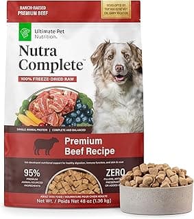 ULTIMATE PET NUTRITION Nutra Complete Freeze Dried Raw Dog Food, Veterinarian Formulated with Antioxidants, Prebiotics & Amino Acids (3 Pound, Beef)