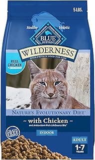 Blue Buffalo Wilderness Chicken Natural High-Protein Grain-Free Dry Food for Adult Indoor Cats, Real Chicken First, Antioxidant-Rich LifeSource Bits Support Immunity, Promotes Strong Muscles, 5 lbs.