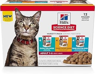 Hill's Science Diet Adult 1-6 Wet Cat Food Variety Pack, Chicken, Tuna, & Ocean Fish, 2.8 oz. Pouches, 12-Pack