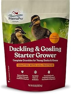 Manna Pro Duck Starter Grower Crumble – Non-Medicated Duckling Feed with Probiotics for Digestion, Ducks & Goose Starter Feed for Healthy Growth, Duck Grower Crumble Pellets, 8 lb