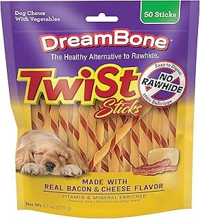 DreamBone Twist Sticks, Made With Real Bacon And Cheese Flavor, Rawhide-Free Chews For Dogs, 50 Count