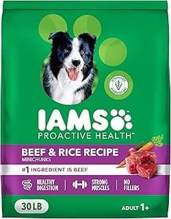 IAMS Proactive Health Dry Dog Food, Adult Dog Food Dry Recipe, Beef & Rice Recipe, 30 lb. Bag
