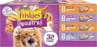 Purina Friskies Gravy Wet Cat Food Variety Pack, Poultry Shreds, Meaty Bits and Prime Filets - (Pack of 32) 5.5 oz. Cans
