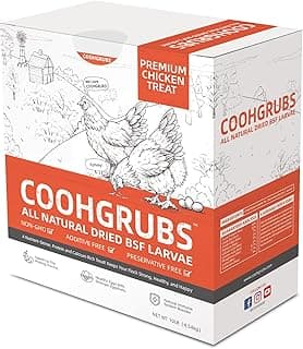 COOHGRUBS Black Soldier Fly Larvae for Chickens – 100% Natural Non-GMO Grubs, 85X More Calcium Than Dried Mealworms – Clean, Nutritious & Delicious High-Protein Poultry & Bird Treats, 10-lb Box