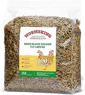 WORMSKING 5LB Dried Black Soldier Fly Larvae, More Calcium Than Dried Mealworms, High Protein Poultry Treats,Duck Food, BSFL